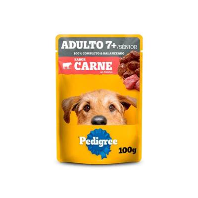 Ração Pedigree Sachê Carne ao Molho para Cães Adultos Sênior 7+ 100g