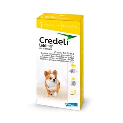 Antipulgas e Carrapatos Credeli para Cães de 1,3kg a 2,5kg - 56,25mg 3 comprimidos