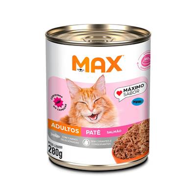Ração Umida Max Cat Lata para Gatos Adultos sabor Salmão 280g