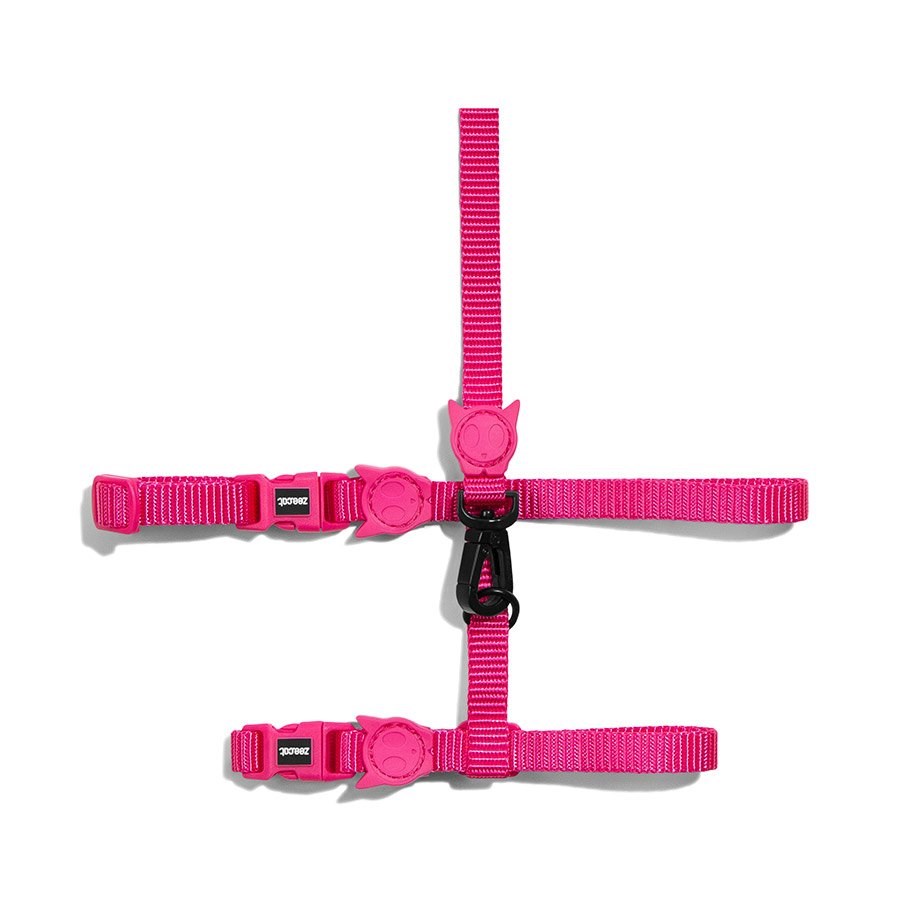 Peitoral com Guia para Gatos Pink Led