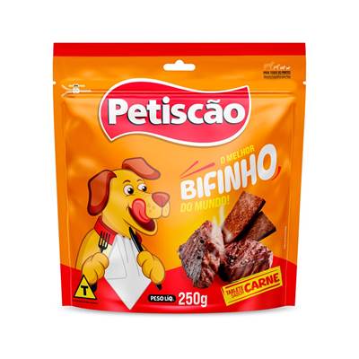 Snack Petisquinho Para Cães Bifinho Sabor Carne 250g