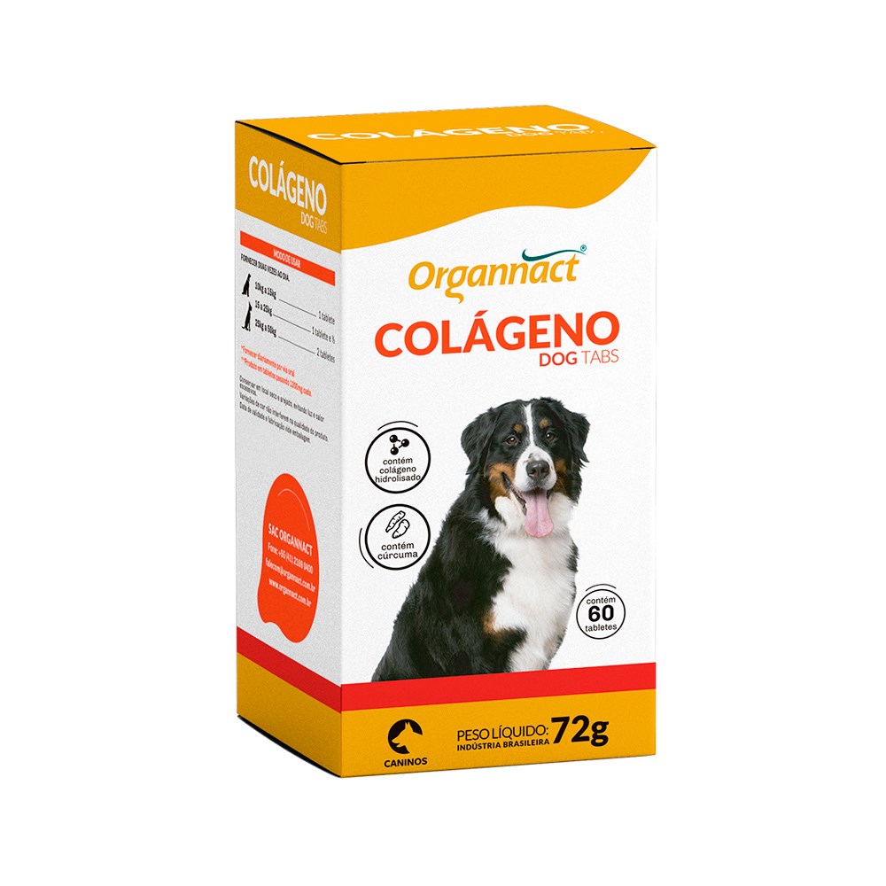 Suplemento Organnact Colágeno Dog para Cães 60 Tabletes