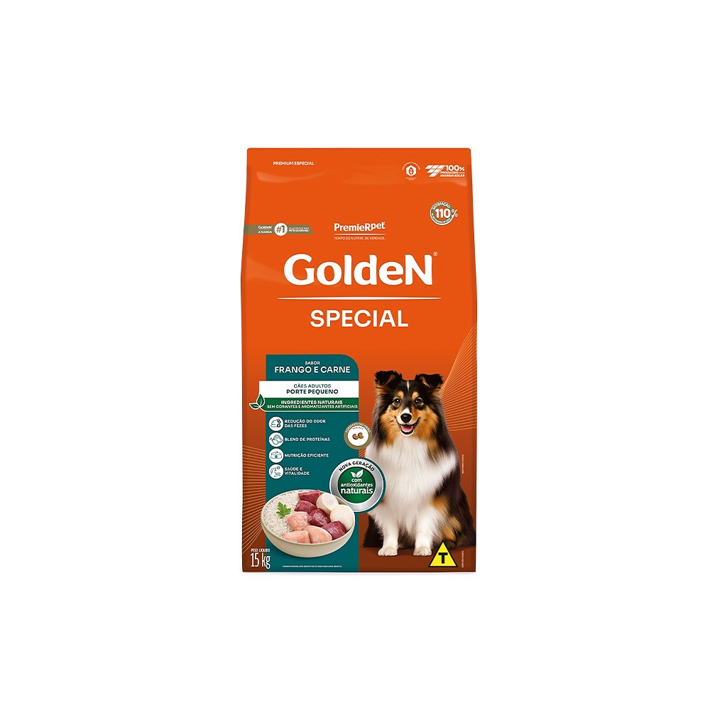 Ração Golden Special para Cães Adultos de Porte Pequeno sabor Frango e Carne