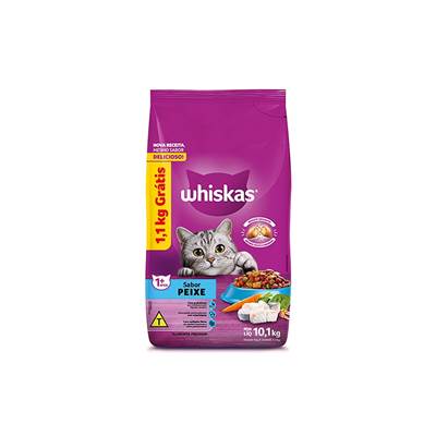 Ração Whiskas para Gatos Adultos sabor Peixe Leve 10,1kg Pague 9kg