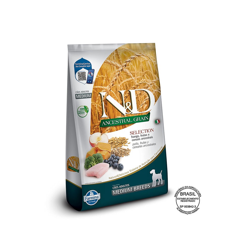 Ração N&D Ancestral para Cães Adultos de Raças Médias sabor Frango
