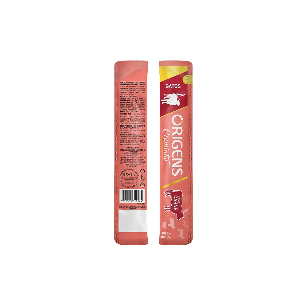 Snack Origens Creminho Sabor Carne para Gatos
