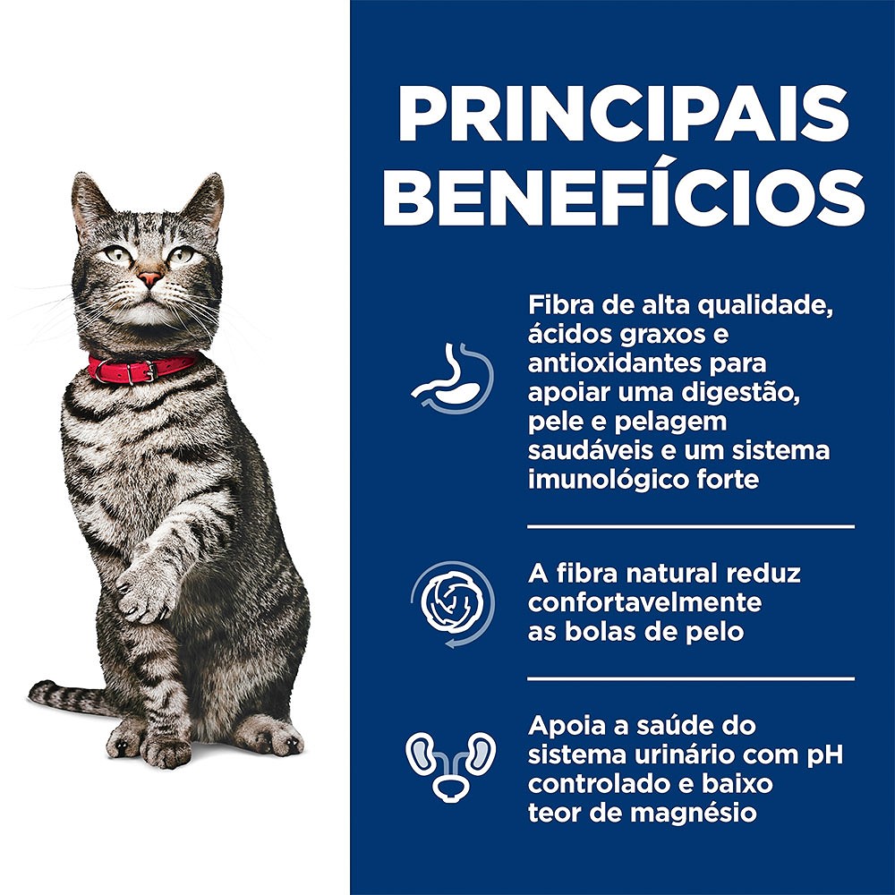 Ração Hill's Science Diet Cuidado Urinário e Bolas de Pelo para Gatos Adultos sabor Frango