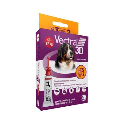 Combo Antipulgas Vectra 3D para Cães - 3 Pipetas 40 - 67kg
