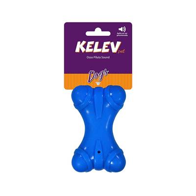Brinquedo Jambo Kelev Mordedor Osso Pilula Sound Azul para Cães U