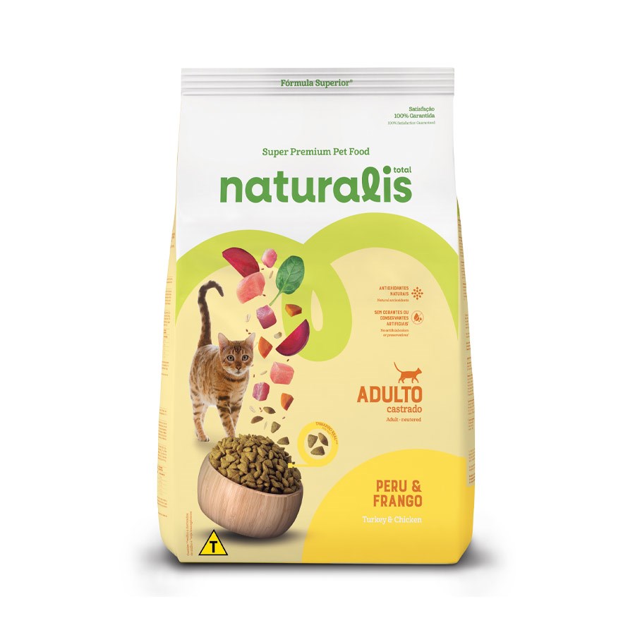 Ração Naturalis para Gatos Adultos Castrados sabor Peru e Frango