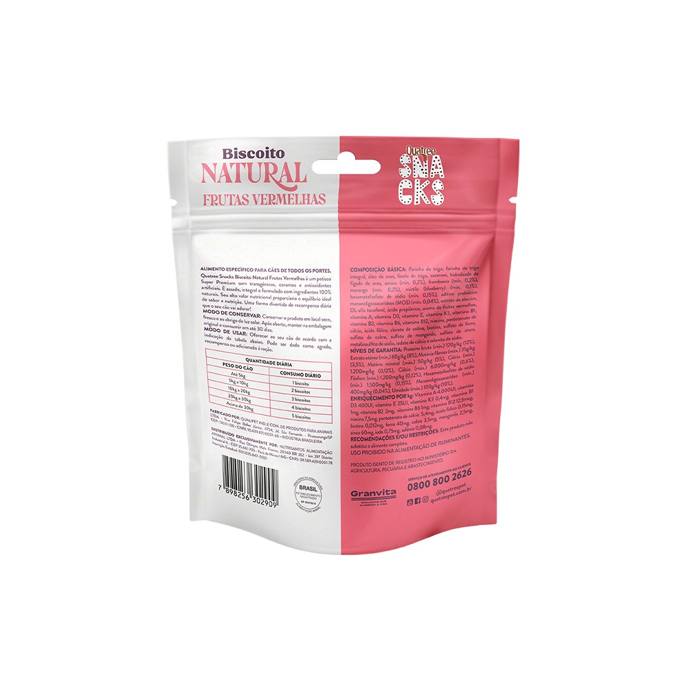 Biscoito Natural Quatree Frutas Vermelhas para Cães