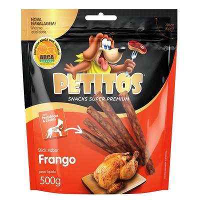 Snack Petitos para Cães Sticks sabor Frango 500g