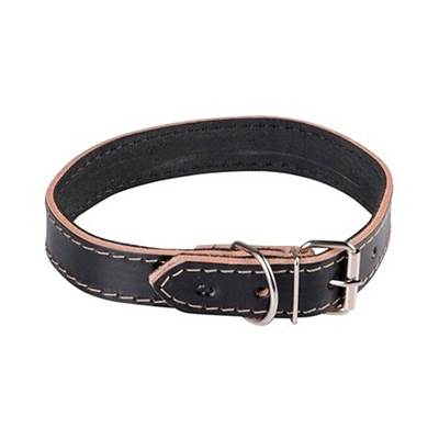 Coleira São Benedito Pet Couro Forrado Preto para Cães