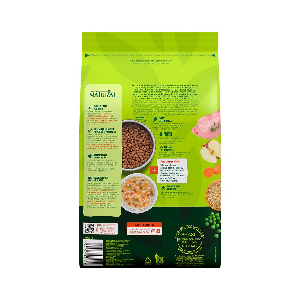 Ração Guabi Natural para Gatos Adultos sabor Frango e Arroz