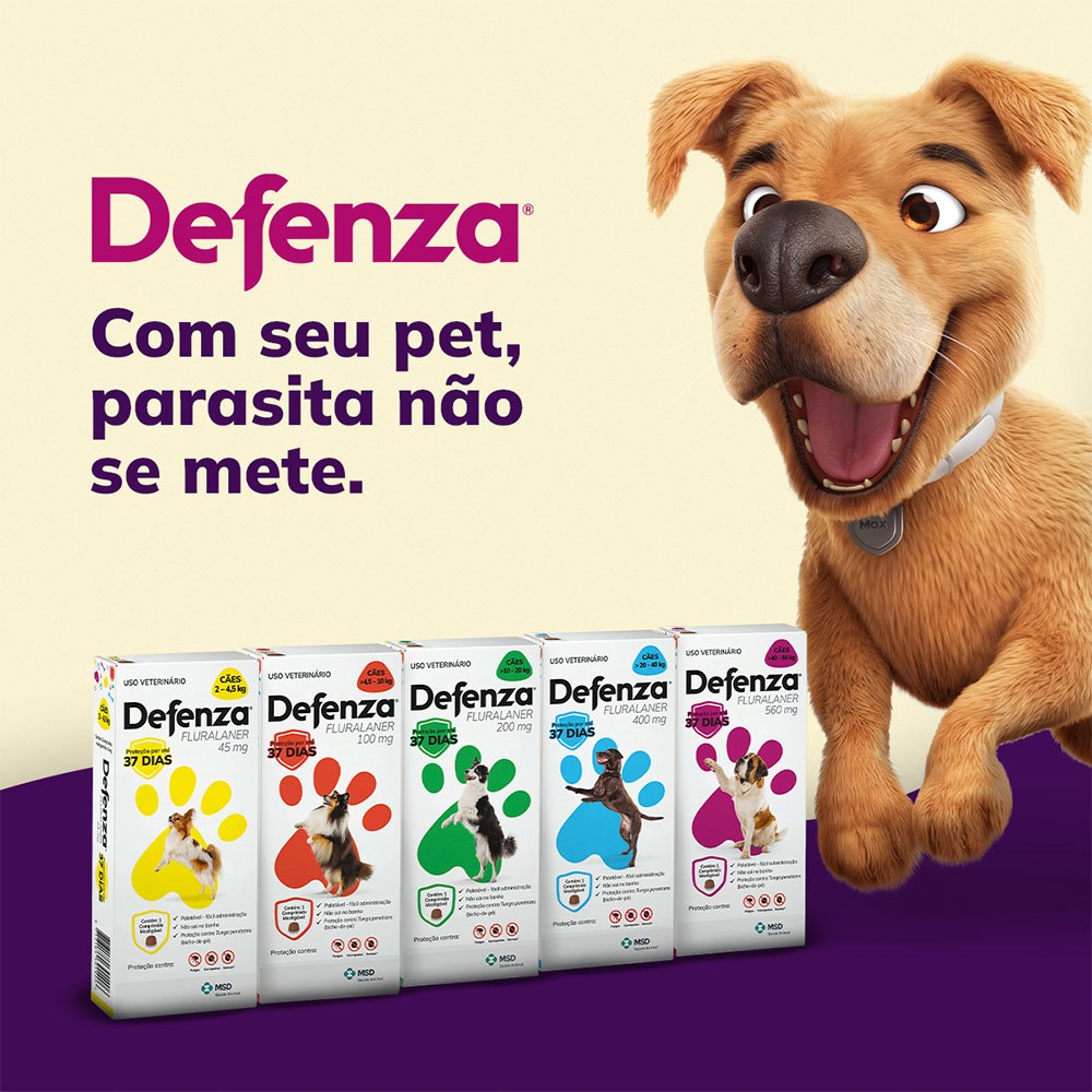 Antipulgas e Carrapatos Defenza para Cães de 40kg a 56kg - 560mg