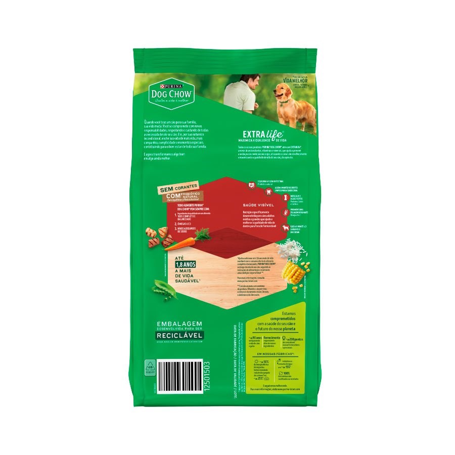 Ração Dog Chow para Cães Adultos de Porte Médio e Grande Sabor Carne, Frango e Arroz