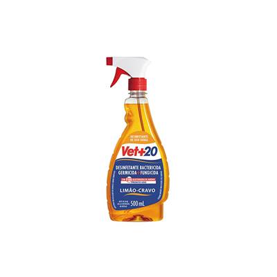 Desinfetante Vet+20 Spray Cravo-Limão para Cães e Gatos 500ml