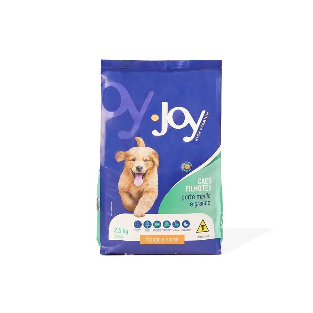 Ração Joy High Premium Cães Filhotes Raças Médias e Grandes Frango e Carne