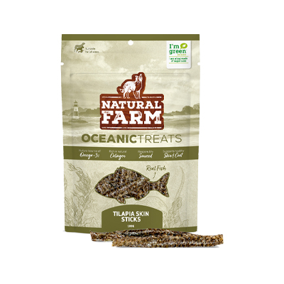 Petisco Natural Farm Oceanic Treats Tilápia Skin para Cães 100g