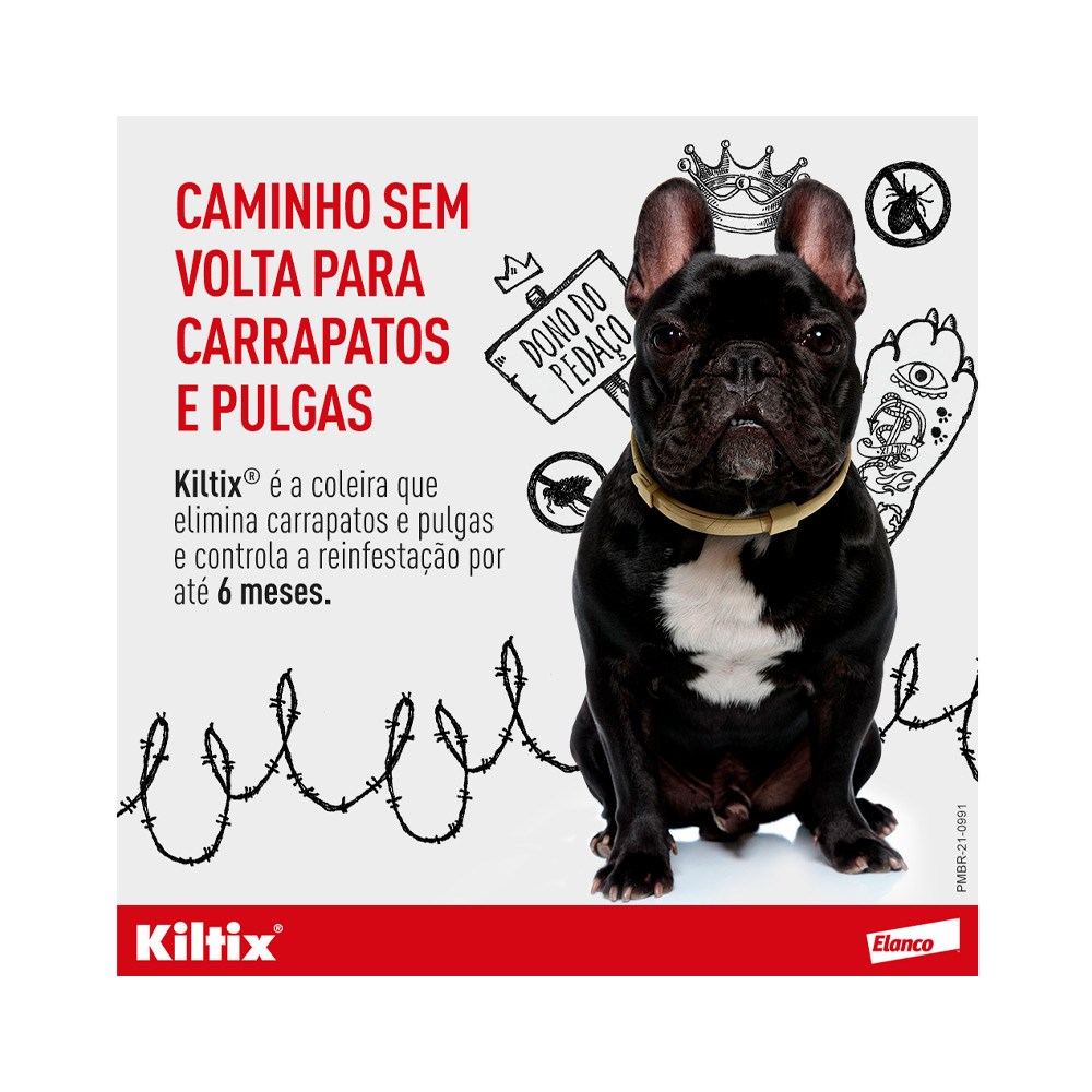 Coleira Antiparasitária Kiltix Média para Cães de 8kg a 19kg