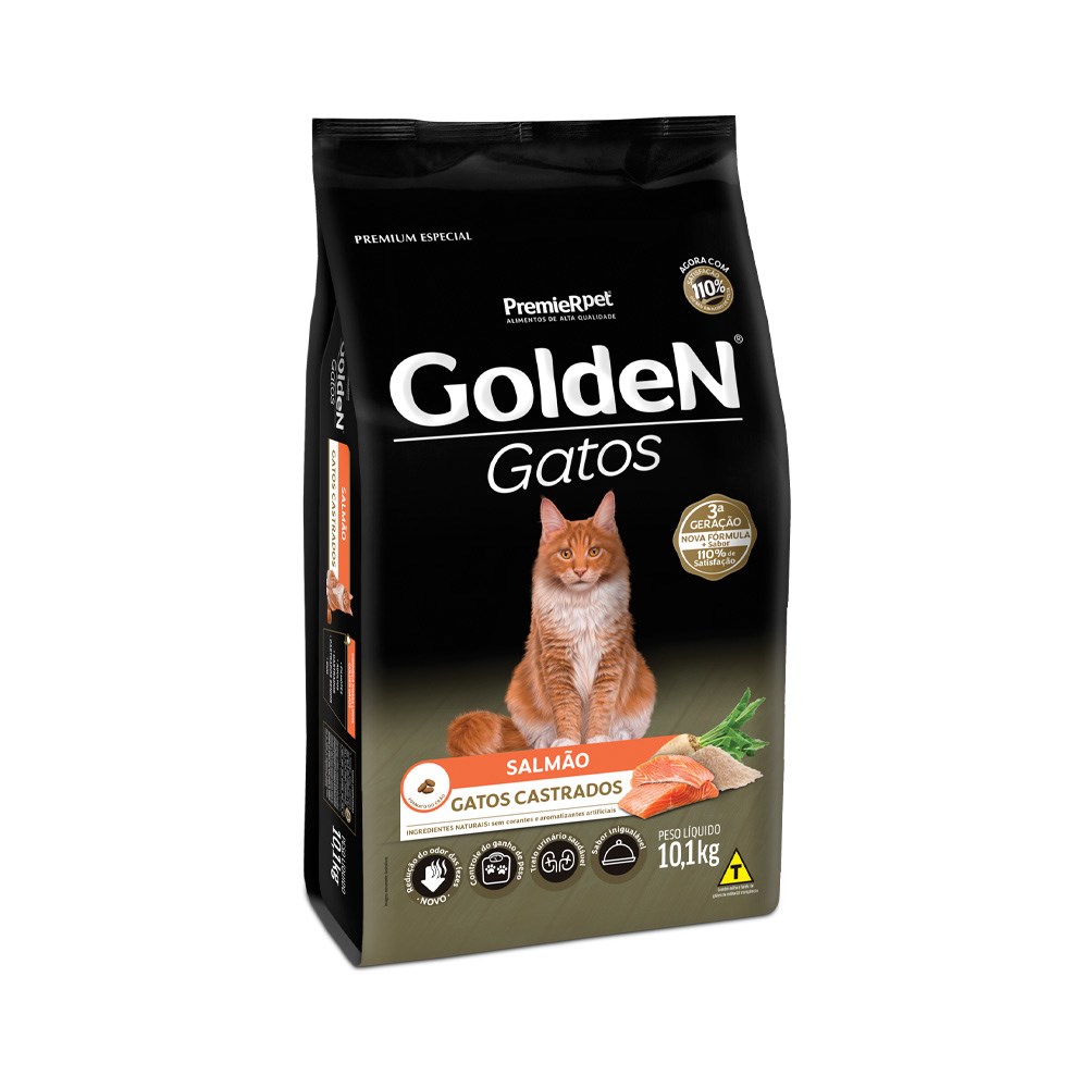 Ração Golden Gatos Adultos Castrados sabor Salmão