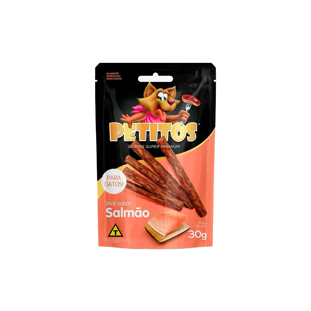Snack Petitos para Gatos Sticks Sabor Salmão 30g