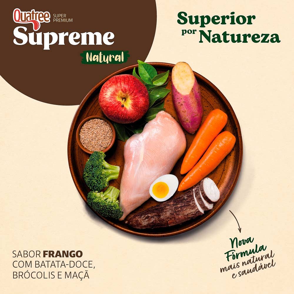 Ração Quatree Supreme para Cães Adultos Raças Médias e Grandes Sabor Frango e Batata Doce