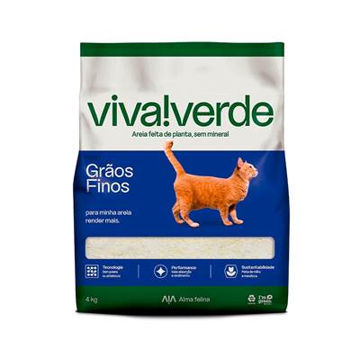 Areia Sanitária Biodegradável Viva Verde Grãos Finos 4kg