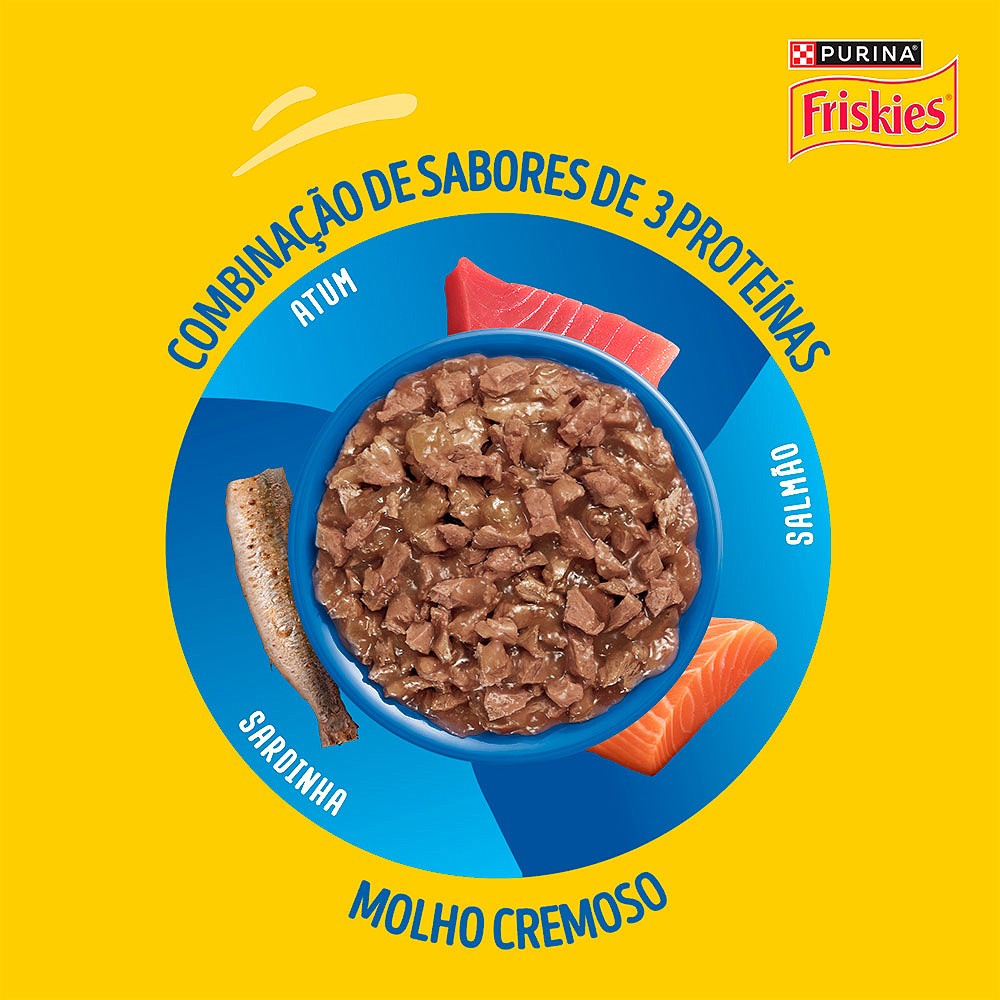 Ração Úmida Friskies Sachê para Gatos Mar de Sabores