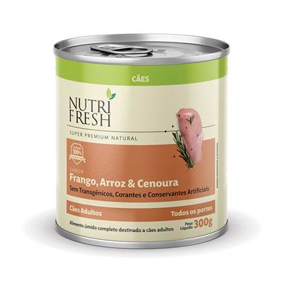Ração Úmida Lata Nutrifresh para Cães sabor Frango, Arroz e Cenoura 300g