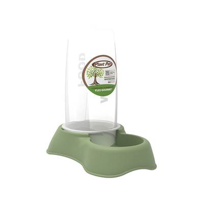 Comedouro ou Bebedouro Plast Pet Flex Gourmet Eco Verde Oliva para Cães e Gatos 1500ml