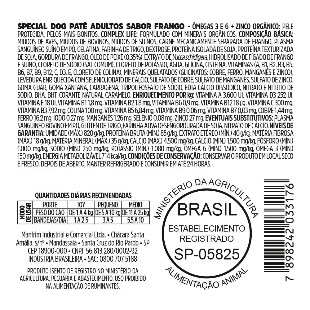 Special Dog Ultralife Patê Frango para Cães Adultos