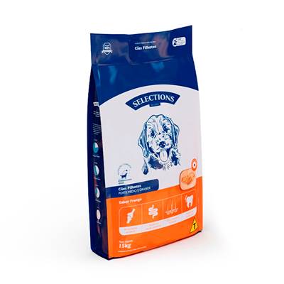 Ração Selections For Pet para Cães Filhotes Medios e Grandes sabor Frango 15kg