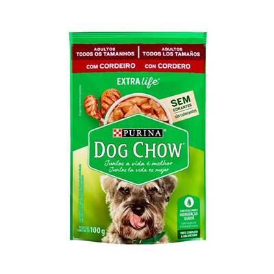 Ração Dog Chow Sachê para Cães Adultos Todos os Tamanhos sabor Cordeiro e Arroz 100g