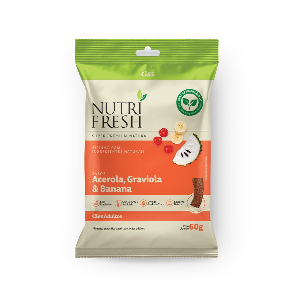 Bifinho Nutrifresh Natural Sabor Acerola,  Graviola e Banana para Cães Adultos