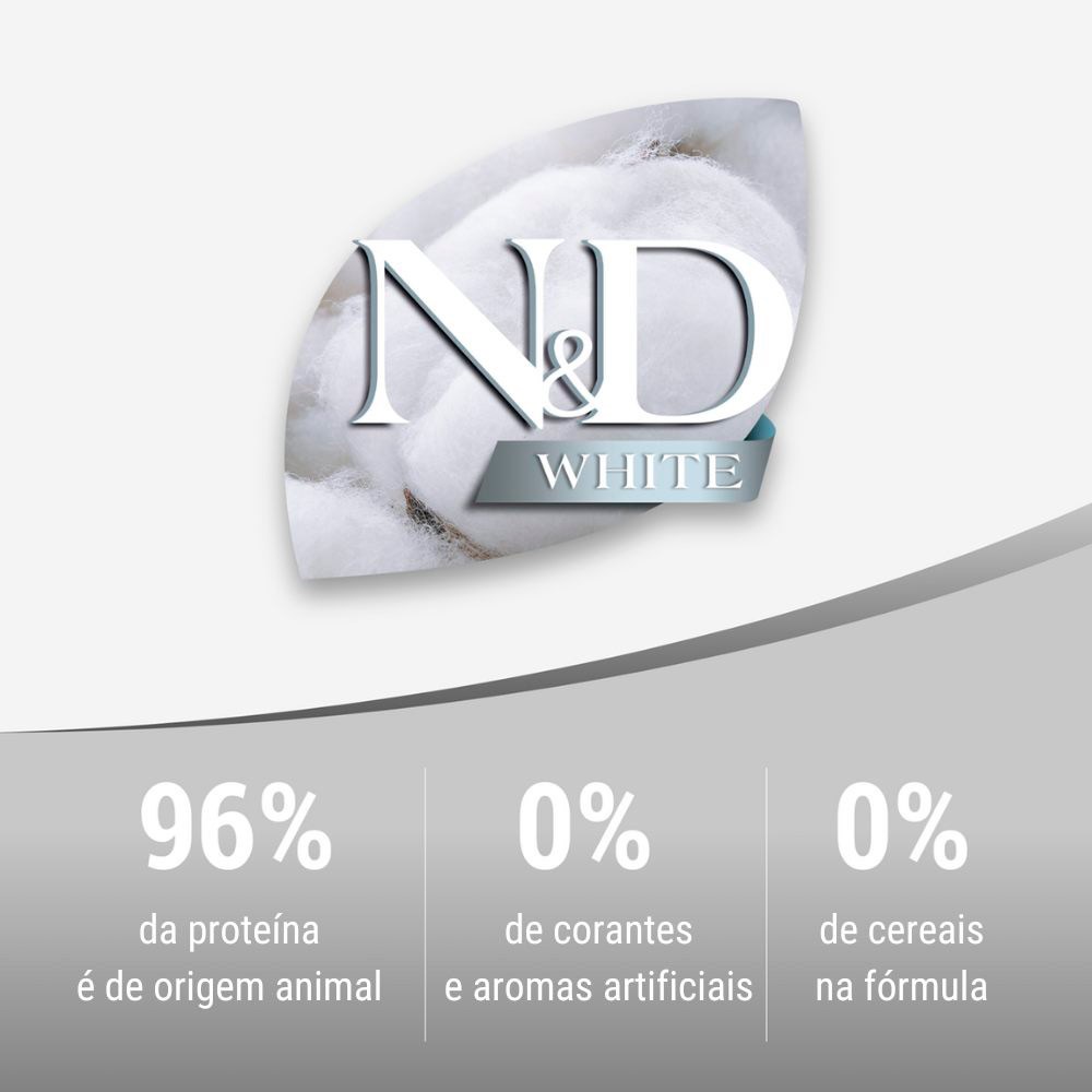 Ração Farmina N&D White para Cães Adultos de Porte Mini Sabor Merluza, Spirulina e Erva Doce