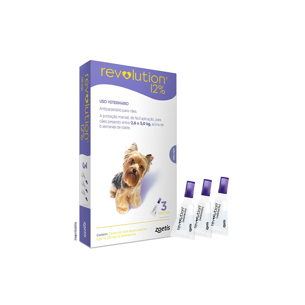 Antipulgas Revolution Zoetis 12% 0,25 ml para Cães de 2,5kg a 5kg