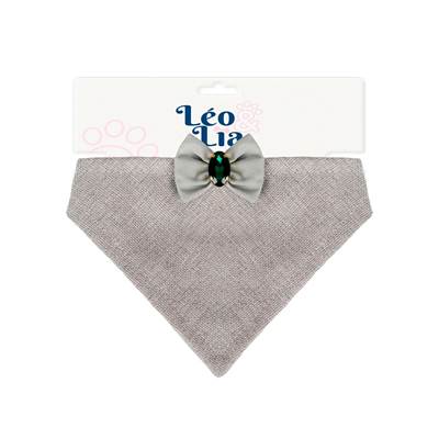 Bandana Leo e Lia Linho Cinza para Cães e Gatos M