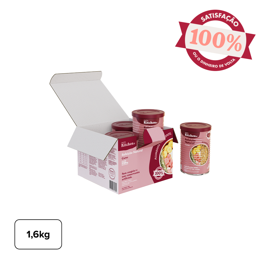 Lata Zee.Dog Kitchen para Cães Filhotes sabor Carne - Refeição Natural