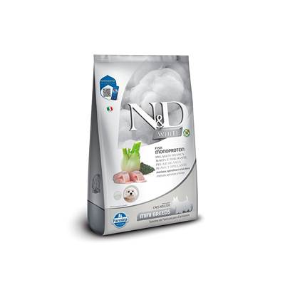 Ração N&D White para Cães Adultos de Raças Mini e Pequenas Sabor Merluza, Spirulina e Erva Doce 7kg