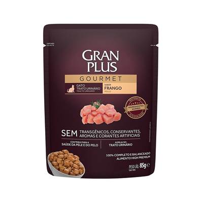 Ração GranPlus Sachê Gourmet Trato Urinário para Gatos sabor Frango 85g