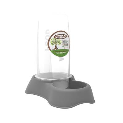 Comedouro ou Bebedouro Plast Pet Flex Gourmet Eco Taupe para Cães e Gatos 650ml