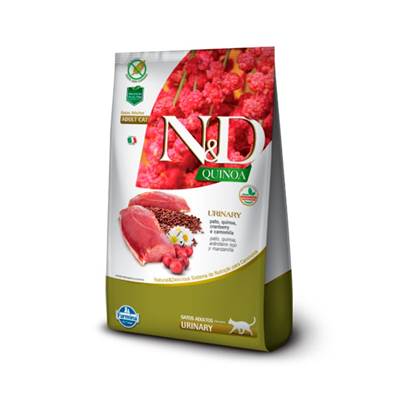Ração N&D Quinoa Urinary para Gatos Adultos sabor Pato, Quinoa, Cranberry e Camomila 0,4kg