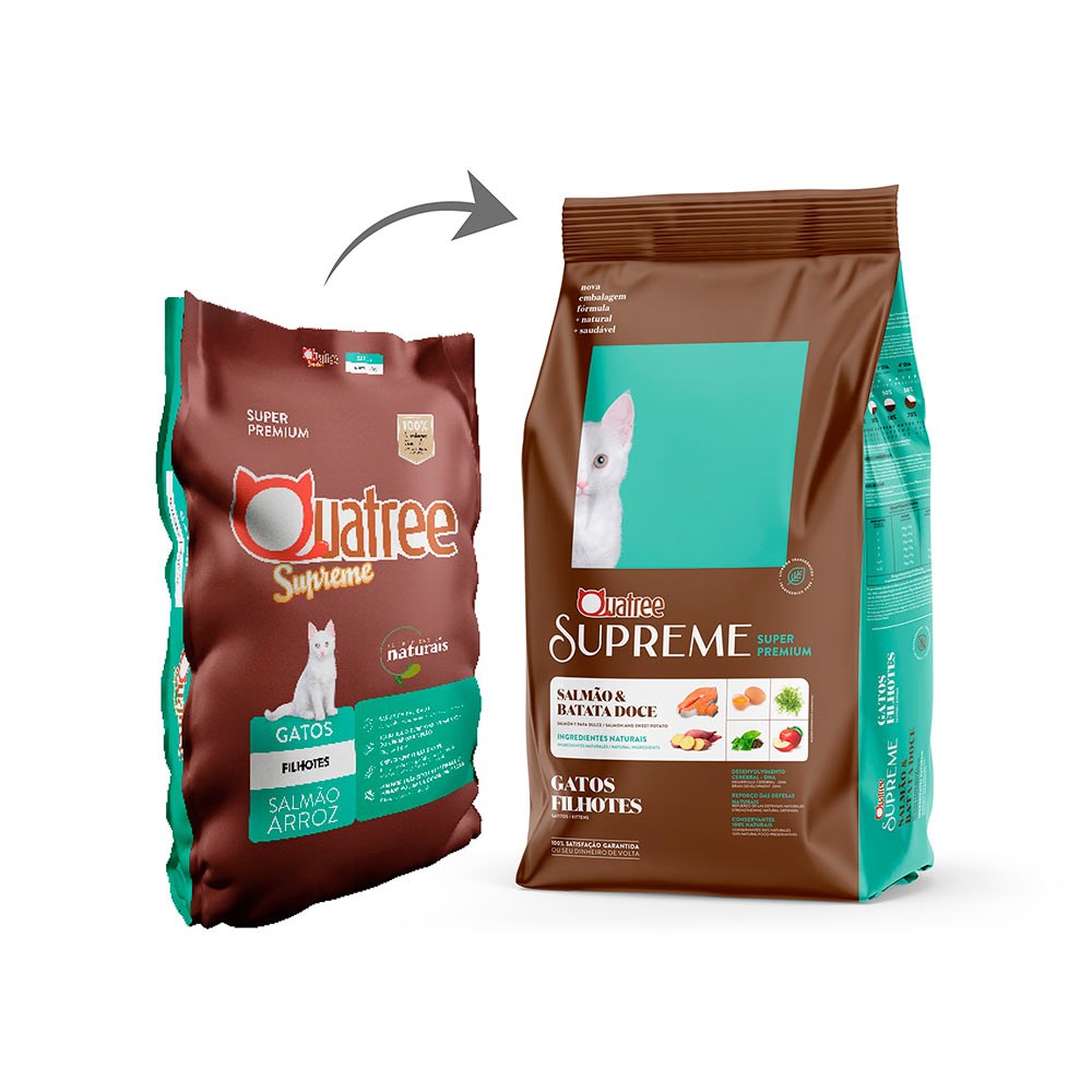 Ração Quatree Supreme para Gatos Filhotes Sabor Salmão e Batata Doce