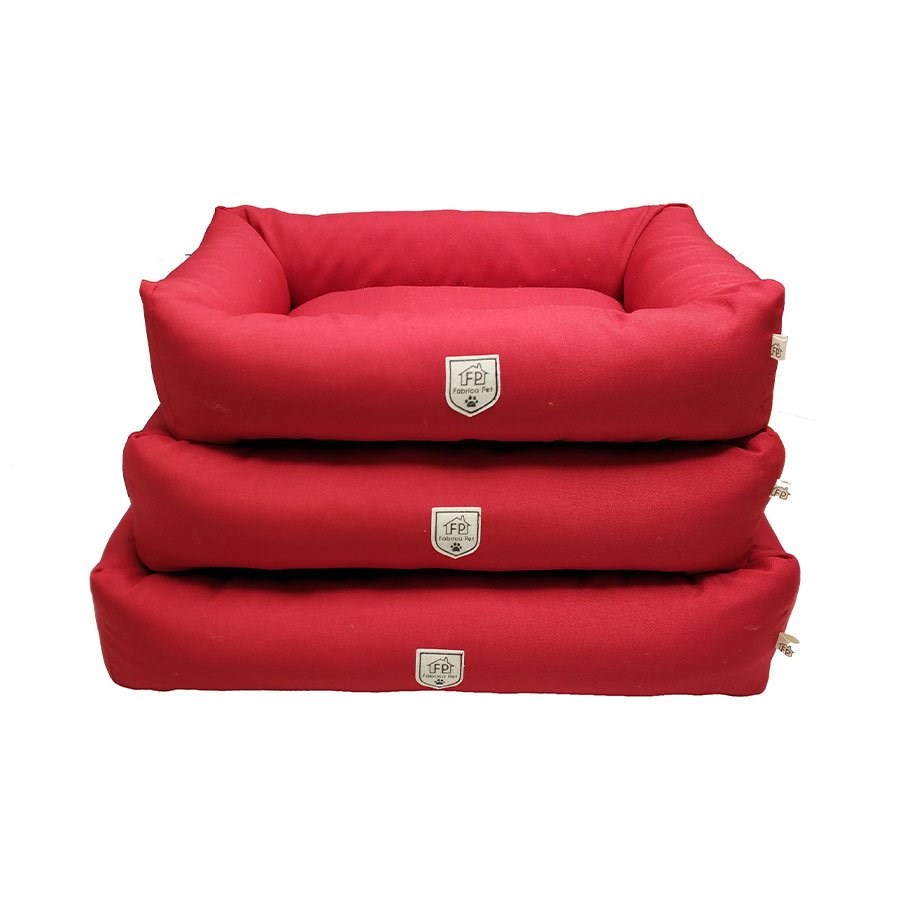 Cama Fábrica Pet Retangular Vermelha para Cães e Gatos
