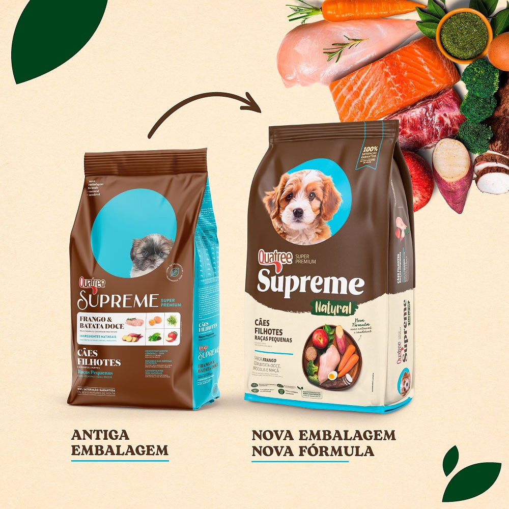 Ração Quatree Supreme para Cães Filhotes Raças Pequenas Sabor Frango e Batata Doce