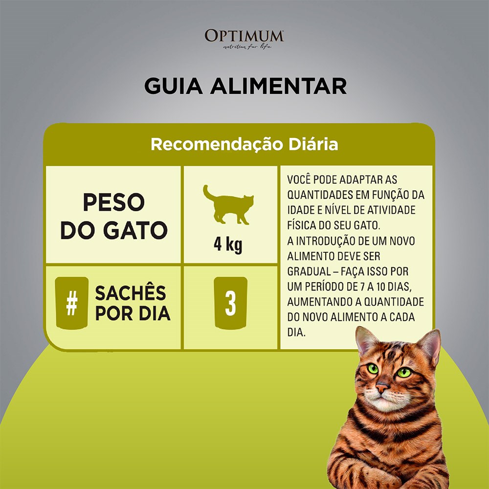 Ração Úmida Optimum Sachê para Gatos Adulto Sabor Carne