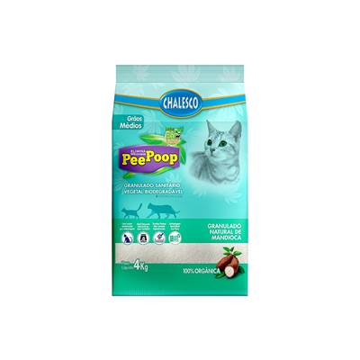 Areia Higiênica PeePoop Biodegradável Mandioca Grãos Médios para Gatos 4kg