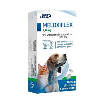 Anti-inflamatório Meloxiflex 2 MG para Cães e Gatos 5 comprimidos