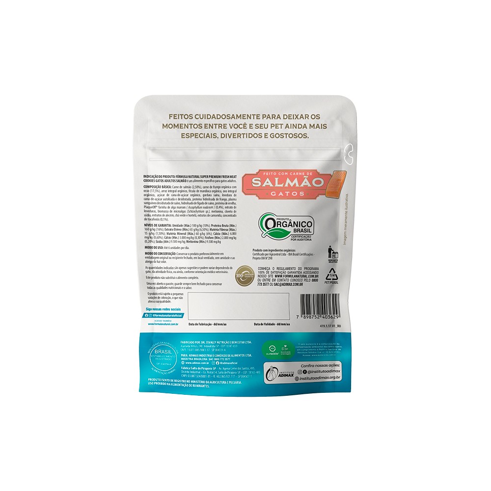 Biscoitos Fórmula Natural Cookies para Gatos Adultos sabor Salmão